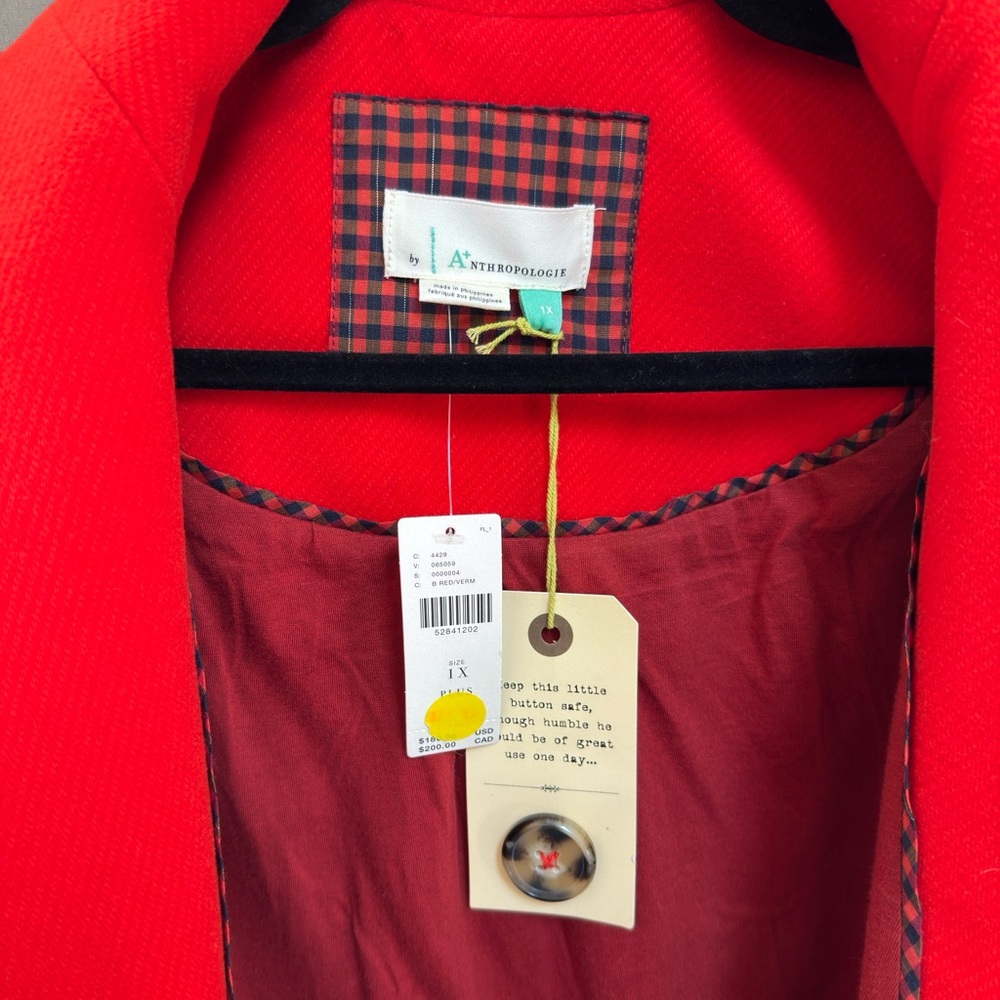 NWT Anthropologie Peacoat Plus Size 1X, Red, Relaxed Fit Oversized Boho Colorful - Picture 7 of 15